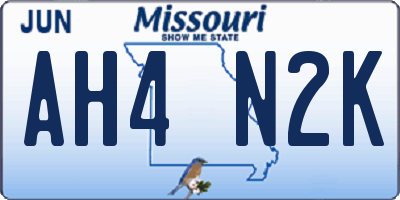 MO license plate AH4N2K