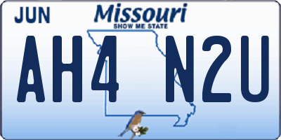 MO license plate AH4N2U