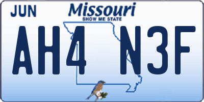 MO license plate AH4N3F