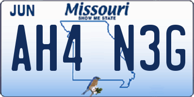 MO license plate AH4N3G