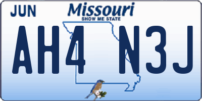 MO license plate AH4N3J