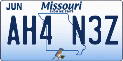 MO license plate AH4N3Z