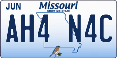 MO license plate AH4N4C