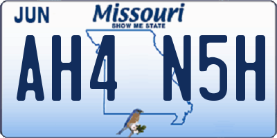 MO license plate AH4N5H