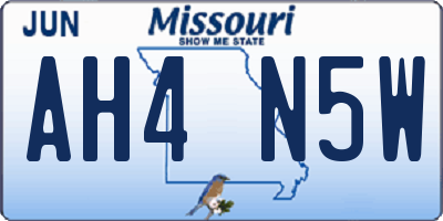 MO license plate AH4N5W
