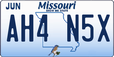 MO license plate AH4N5X