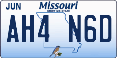 MO license plate AH4N6D