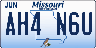 MO license plate AH4N6U