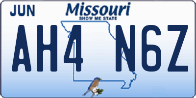 MO license plate AH4N6Z