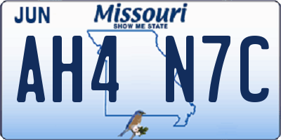 MO license plate AH4N7C