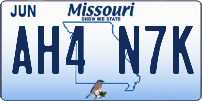 MO license plate AH4N7K