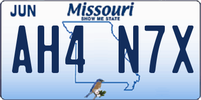 MO license plate AH4N7X