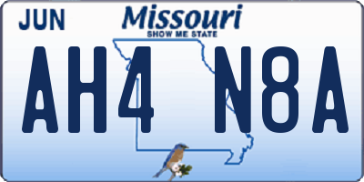 MO license plate AH4N8A
