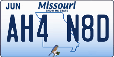 MO license plate AH4N8D