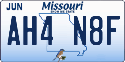 MO license plate AH4N8F