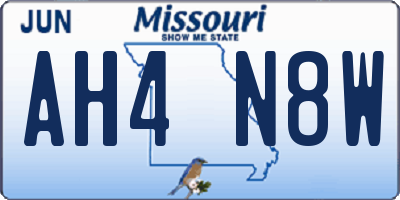 MO license plate AH4N8W