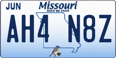 MO license plate AH4N8Z