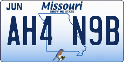 MO license plate AH4N9B