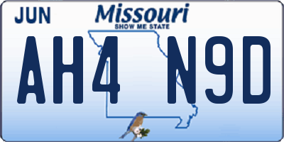 MO license plate AH4N9D