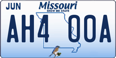 MO license plate AH4O0A