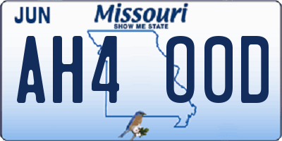 MO license plate AH4O0D