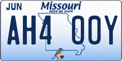 MO license plate AH4O0Y