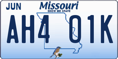 MO license plate AH4O1K