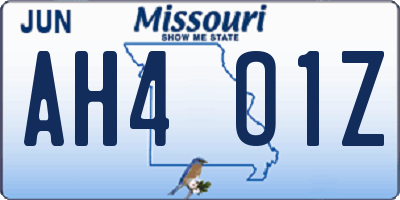 MO license plate AH4O1Z