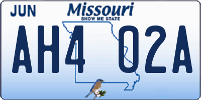 MO license plate AH4O2A