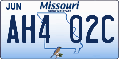 MO license plate AH4O2C