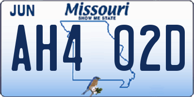 MO license plate AH4O2D