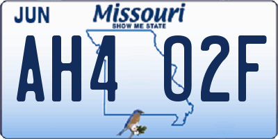 MO license plate AH4O2F