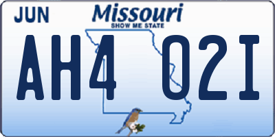 MO license plate AH4O2I