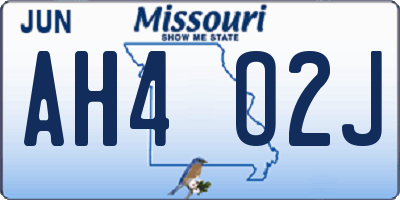 MO license plate AH4O2J