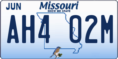 MO license plate AH4O2M