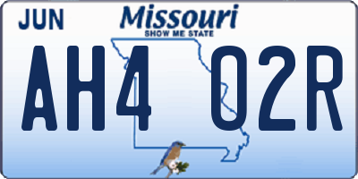 MO license plate AH4O2R