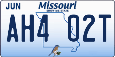 MO license plate AH4O2T