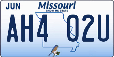 MO license plate AH4O2U
