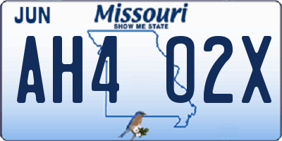 MO license plate AH4O2X
