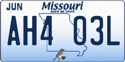MO license plate AH4O3L