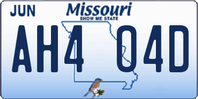 MO license plate AH4O4D