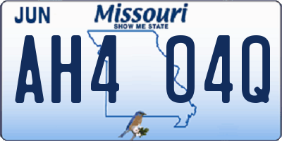 MO license plate AH4O4Q