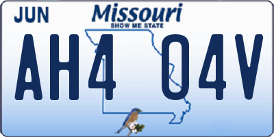 MO license plate AH4O4V