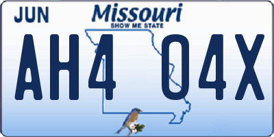 MO license plate AH4O4X