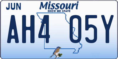 MO license plate AH4O5Y