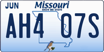 MO license plate AH4O7S