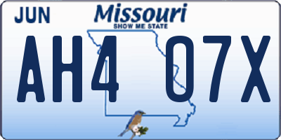 MO license plate AH4O7X