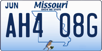 MO license plate AH4O8G