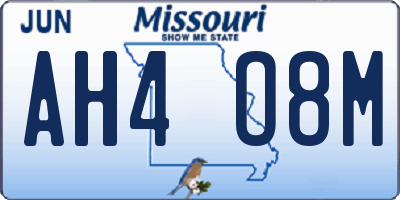MO license plate AH4O8M
