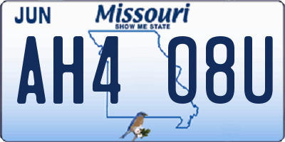 MO license plate AH4O8U